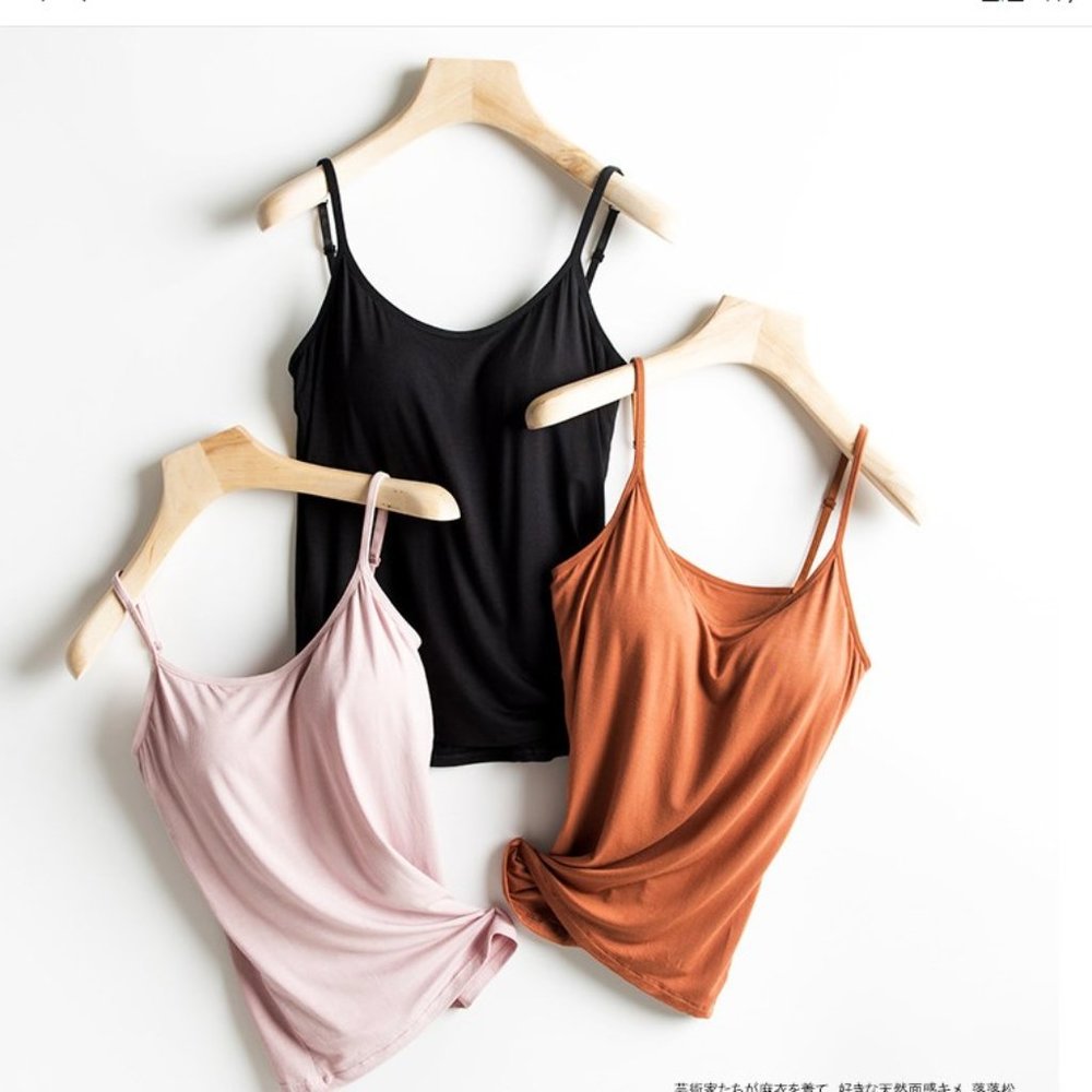 2 Pack of Women's Cotton Camisole Shelf Bra Spaghetti Straps Tank Top